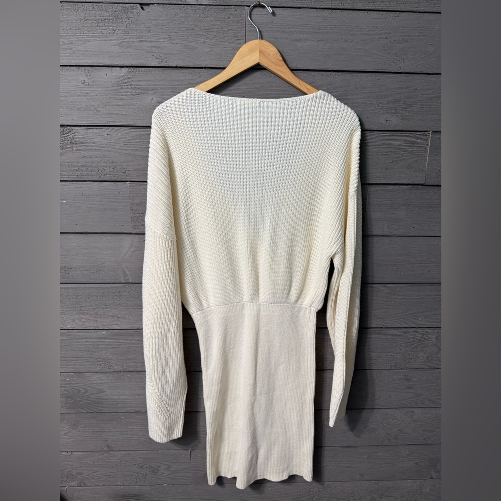 Tularosa Revolve Mia Cream Winter White Ivory Surplice Mini Dress Sz Large - Picture 8 of 14